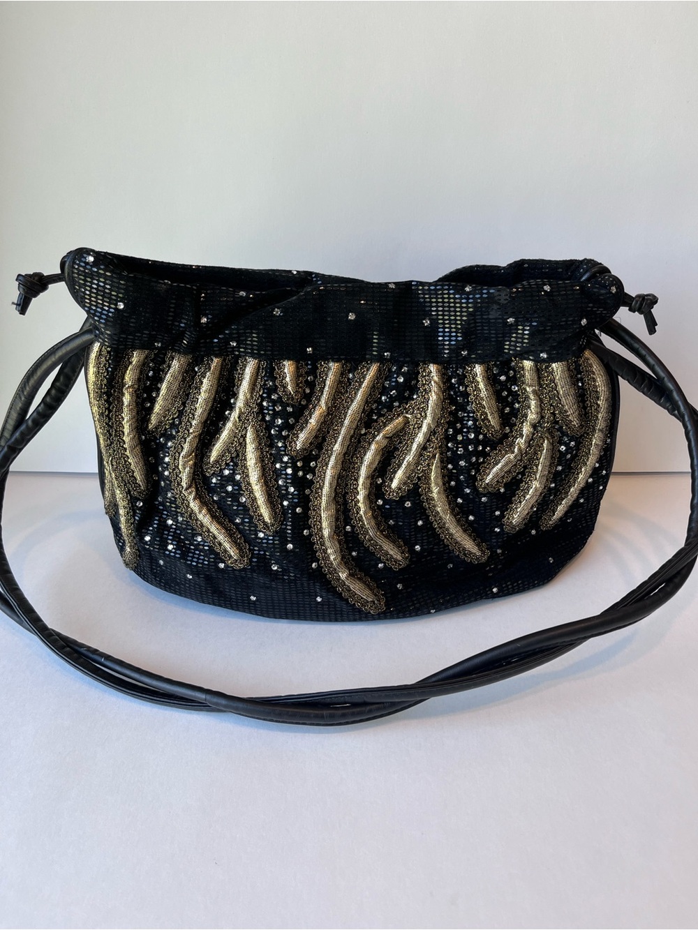 Vintage Rita Diana For Mylinka Black Gold Shoulder Bag